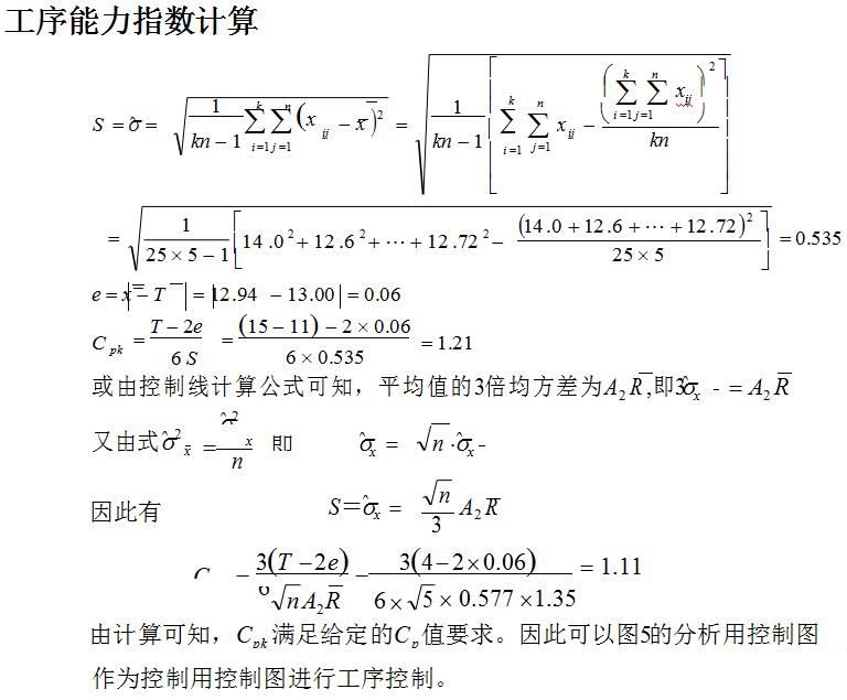 工序能力指数盘算历程