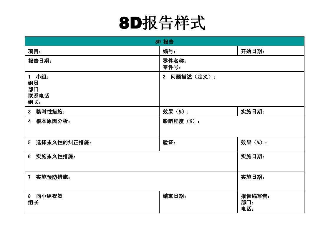 8D陈诉样式